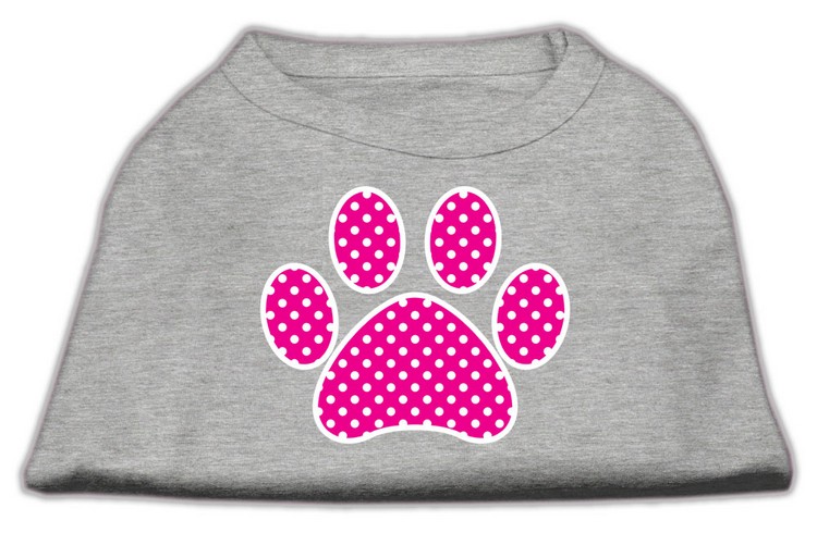 Pink Swiss Dot Paw Screen Print Shirt Grey XS